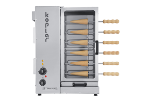 KP6E chimney cake oven with wooden baking rolls